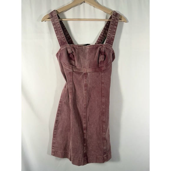 Urban Outfitters Dresses & Skirts - Urban Outfitters Golden Hour Structured Open Back Mauve Denim Mini Dress Women S